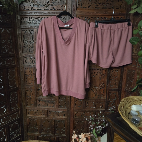 Ekouaer Other - Women's Mauve Waffle Knit Lounge Set